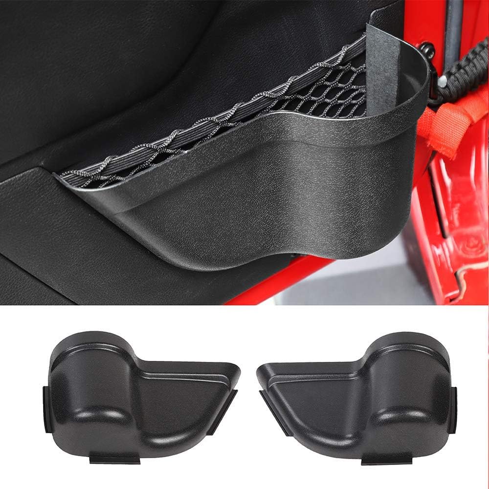 J-eep Wrangler JK Front Door Side Insert Storage Box Pilot Passenger Storage Tray Organizer Front Door Mesh Storage Box for 2011-2018 J-eep W-rangler JK JKU Black