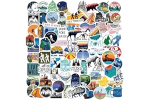 QIYUYA Outdoor Hiking Adventure Camping Stickers Pack 100pcs, Waterproof Vinyl Travel Wildlife Stickers for Water Bottle Laptop Hydroflask Cup Car, Wilderness Nature Decals for Camper Boys Adults Teens Girls