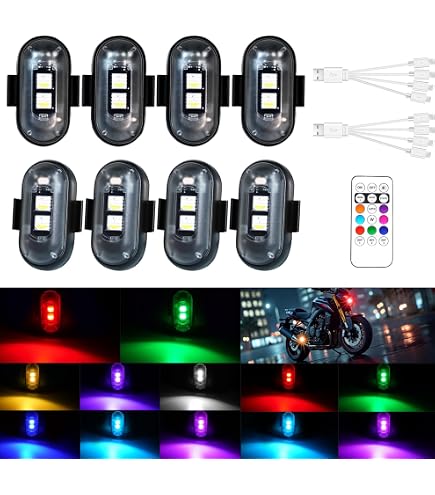 Lumière Stroboscopique Pour Drone – 2 Pièces, 7 Couleurs LED, Télécommande, IPX4 étanche – Pour Drones, Motos, Vélos, Voitures RC Télécommande Incluse