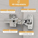 Furniware 10 Pcs Soft Close Cabinet Hinges 4D Adjustable Nickel Plated view 6