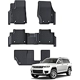 Auxko All Weather Floor Mats Fit for Jeep Grand Cherokee L 7 Seat(2nd Row Bench Seat) 2021-2025 2026 TPE Rubber Liners Accessories All Season Guard Odorless 3 Row Black