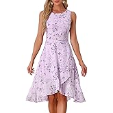 Allegra K Women's Summer Dresses 2025 Wrap Ruffle High Low Hem Round Neck Keyhole Back Sleeveless Floral Dress