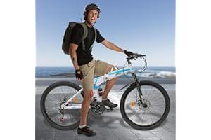 AKASPING Foldable Mountain Bike Adjiustable Speed Full Suspension High-Carbon Steel Foldable Bicycle Double V-Brake Outroad Mountain Bicycle for Adults Men Women