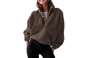 AMEBELLE Women’s Lightweight Fleece Pullover Jacket Cropped Fall Winter Fuzzy Sherpa Jacket Sweatshirt Coat with Pockets