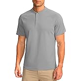 Viodia Mens Golf Shirts Collarless Quick Dry Summer Shirt Casual Short Sleeve Moisture Wicking Polo T Shirts