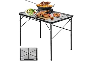 CEED4U 35.4”L x 23.6“ W Picnic Table Folding Portable Camping Grill Table for Outside Inside Use, Height Adjustable & Lightweight Aluminum Prep Table for Camping Cooking BBQ RV Picnic