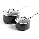 GreenPan Valencia Pro Induction Safe Healthy Ceramic Nonstick Gray Saucepan Set with Lids, 2QT and 3QT
