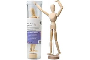 GYONYX 12 inch Artists Wooden Manikin Jointed Mannequin with Gift Box, Handmade Wood Adjustable Figure Human Model for Sketching, Painting, Drawing & Art Supplies, Home Decor, Wooden Dolls Manikin