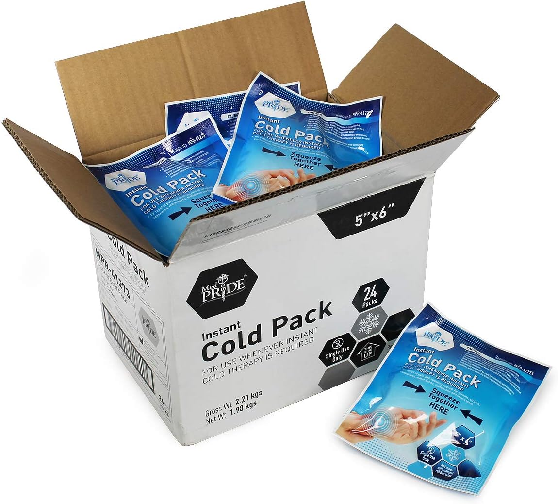 Medpride Instant Cold Pack (5”x 6”) – Set of 24 Disposable Cold Therapy Ice Packs for Pain Relief, Swelling, Inflammation, Sprains, Strained Muscles, Toothache – for Athletes & Outdoor Activities: Health & Personal Care