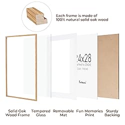 24x28 Picture Frame, Solid Oak Wood Frame 24 by