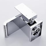 Funime Waterfall Basin Tap Chrome Brass Square Mixer Sink Faucet UK Fittings view 5