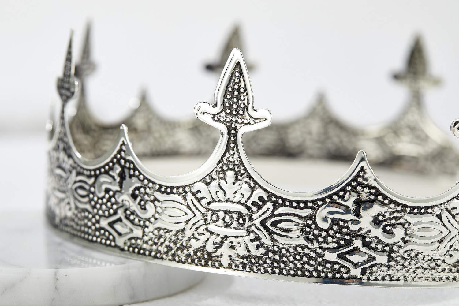 SWEETV Antique Silver King Crown - Men's Crown for Prom Party Decorations, Royal Medieval Crown Costume Accessories: Beauty