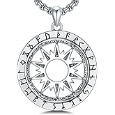 Lattd Viking Runes Necklace 925 Sterling Silver Pendant Necklace Viking Jewelry Gift for Men Woman