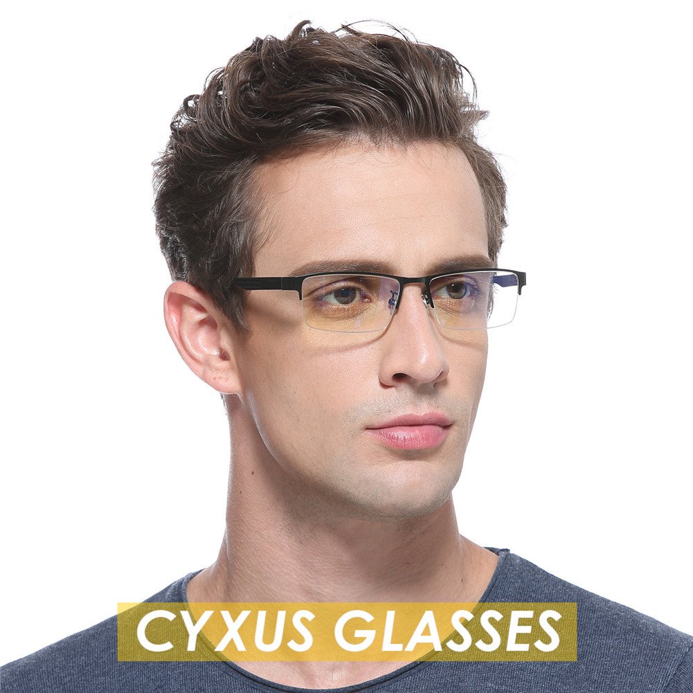 eliminar la fatiga de los ojos bloqueo uv computadora vidrios Metal Gafas  negro de la mitad Marco Cyxus filtro de luz azul gafas de media montura  transparente lente Equipos e indumentaria de
