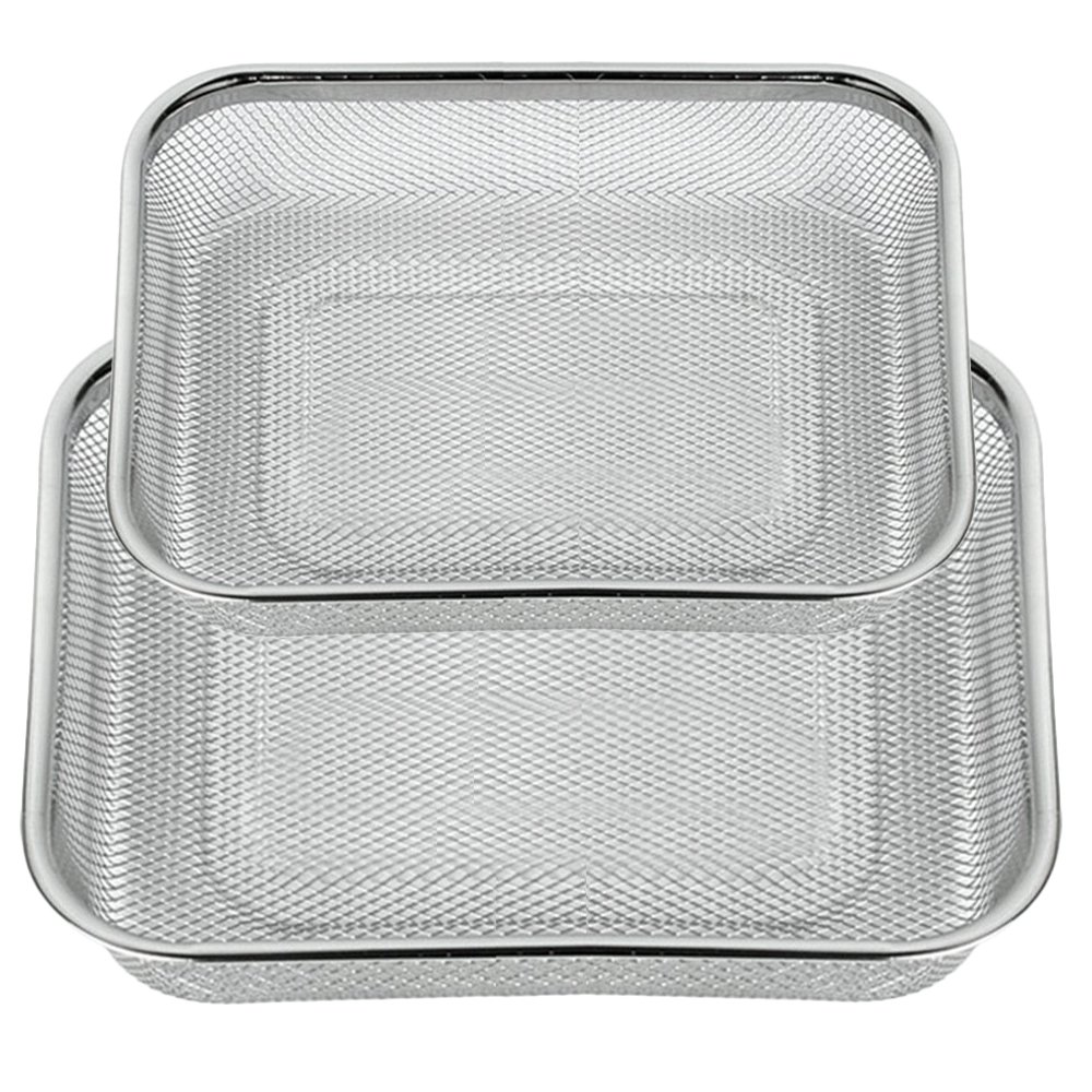 Space Home - Set of 2 Stainless Steel Fine Mesh Strainer - Kitchen Colander Strainer - Rectangular Sieve with Fine Mesh
