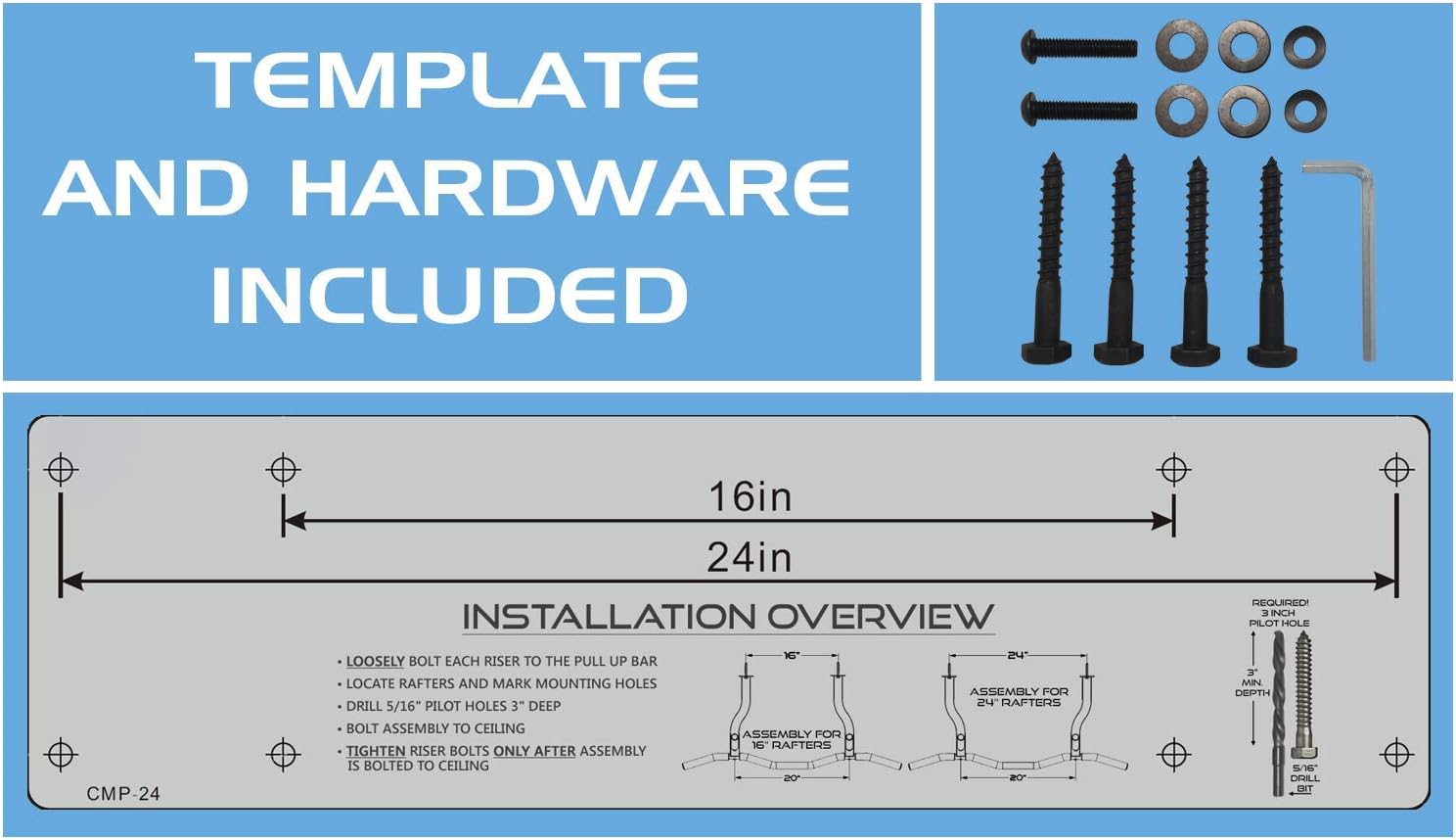 Ultimate Body Press Ceiling Mounted Pull Up Bar with Patented Reversible Risers for 16 and 24 Inch Joists : Sports & Outdoors
