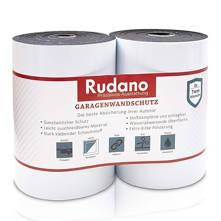 Rudano Garagen Wandschutz - Selbstklebender Schaumstoff (2m | Extra Dick | 7mm) - Türschutz Schützt Ihr Auto Vor Kratzern, De