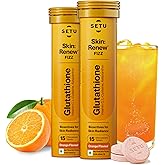 SETU Skin Renew, Glutathione with Vitamin C, Gluta Fizz, Supports Detoxification, Sugar-Free, Orange Flavour, 30 Effervescent Tablets