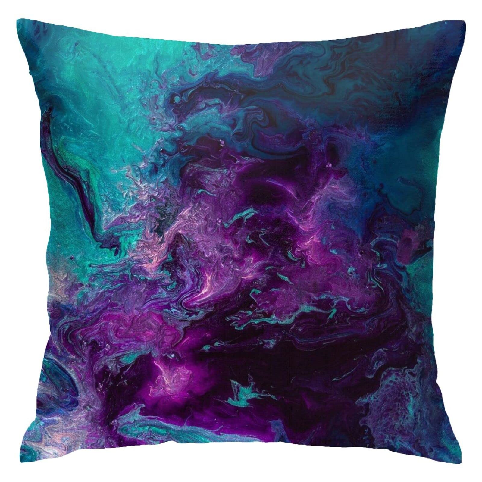 Purple Teal Turquoise Galaxy Nebulous Throw Pillow Cover Cozy Square Pillow Case Home Decorative for Bed Couch Sofa Living Room Cushion Cover 18''X18'', One Size (220323)