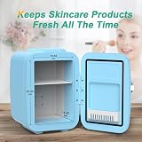 CROWNFUL Mini Fridge 4 Liter Portable Cooler Warmer 6 Can Matte Blue ETL view 3
