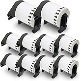 BETCKEY - Compatible Continuous Film Labels Replacement for Brother DK-2212 (2.4 in x 50 ft), Use with Brother QL Label Printers [10 Rolls]