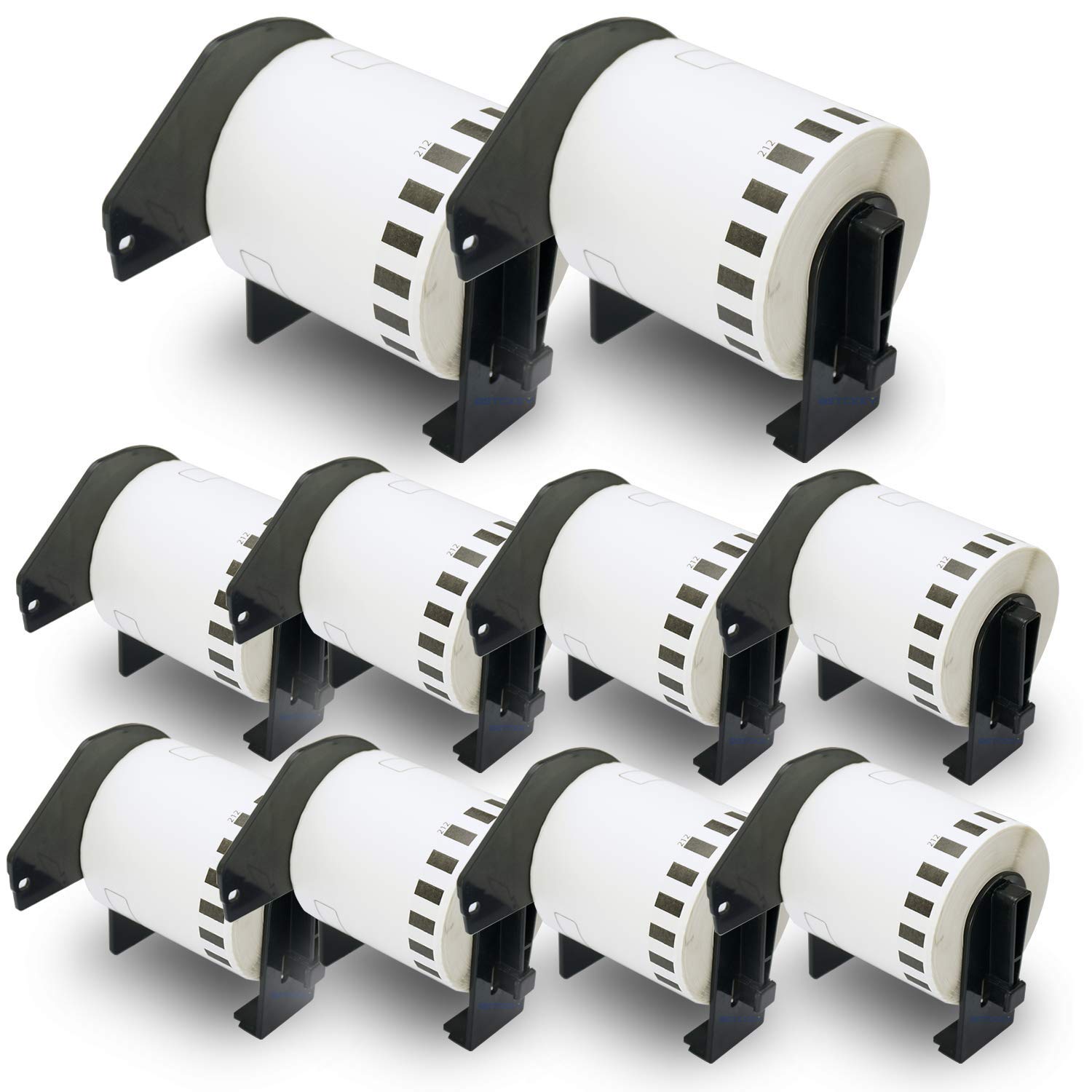 BETCKEY - 10 Rolls DK-22212 Labels, 62mm x 15.24m, 10 Continuous Length Film Labels Compatible with Brother QL Label Printers