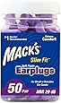 Mack's Slim Fit Soft Foam Earplugs, 50 Pair - Small Ear Plugs for Sleeping, Snoring, Traveling, Concerts, Shooting Sports and Power Tools