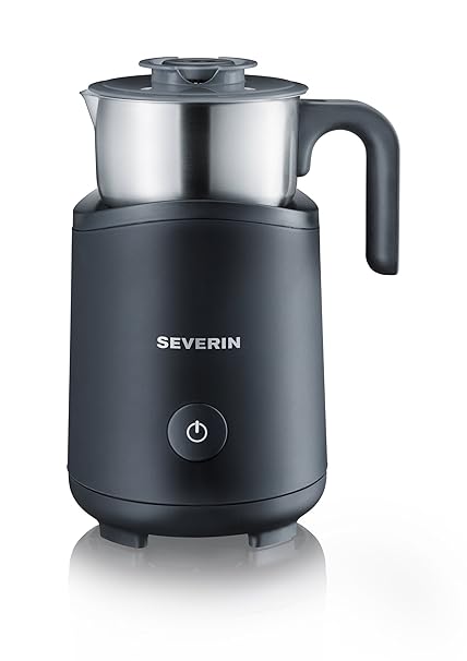 SEVERIN Milchaufschäumer, Erwärmen (Bis zu 180 ml), Aufschäumen (Bis zu 120 ml), Induktion, SM 9495, Edelstahl/Schwarz