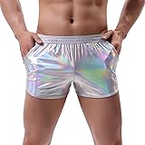 AMY COULEE Mens Metallic Shorts Sexy Shiny Shorts