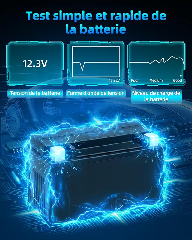 OBD2 Diagnostic Voiture, Valise Diagnostic Auto, OBD2 Diagnostic Français pour Tous Les Véhicules Depuis 1996 Et Plus Récents (Noir)