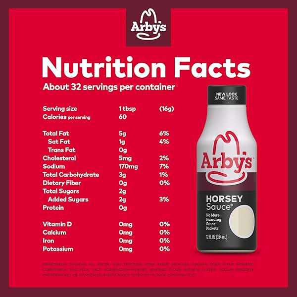 ARBY’S HORSEY SAUCE, 12 FL. OZ., ALL PURPOSE HORSERADISH SAUCE FOR SANDWICH SPREADS, SEAFOOD COCKTAILS, CHICKEN MARINADES AND MORE, MADE WITH VINEGAR, HORSERADISH POWDER AND MUSTARD