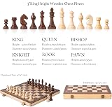 A&A 15 Inch Wooden Chess Set Folding Board 3 Inch King Staunton Pieces view 3