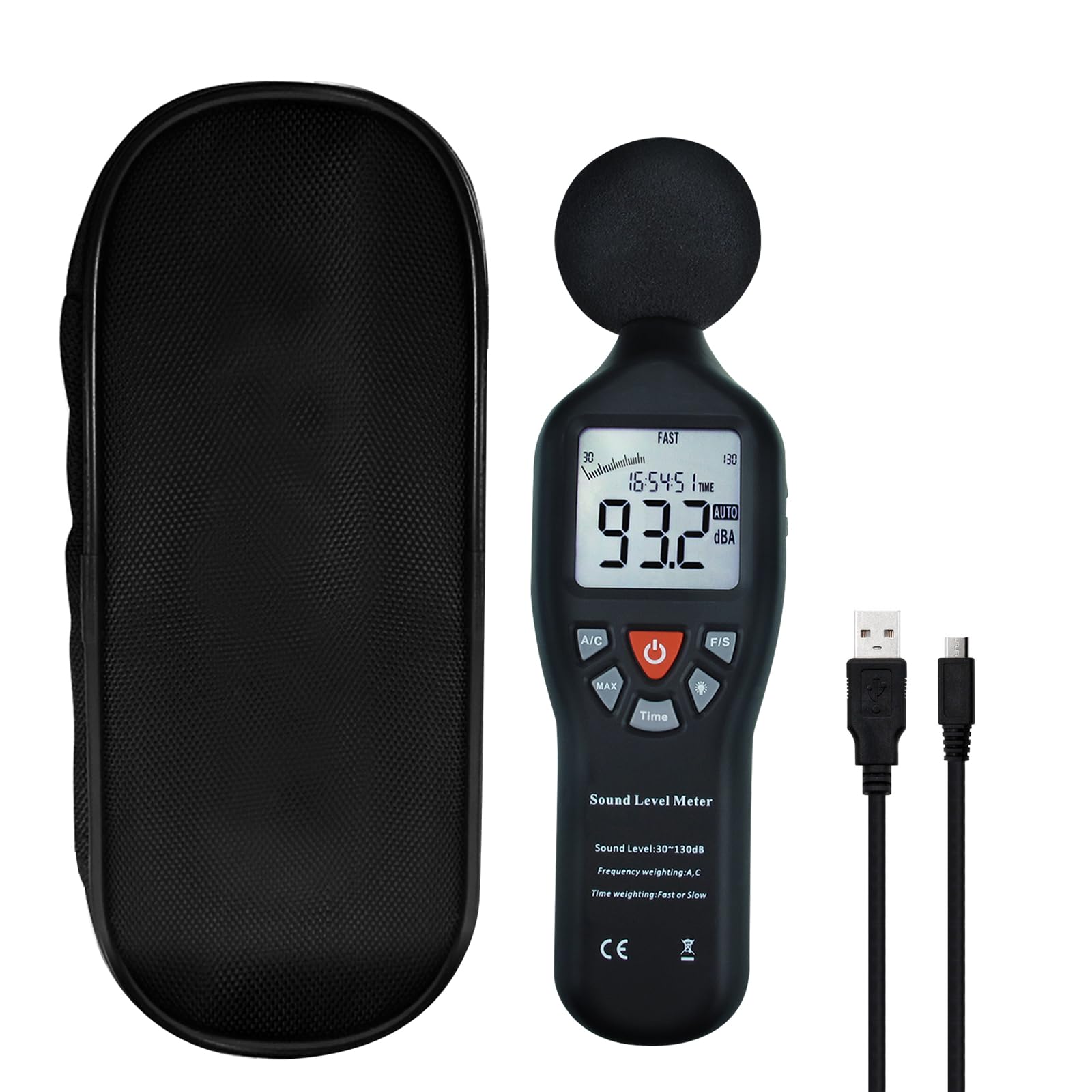 Digital Sound Level Meter with Tripod Mount Back-Light Display High Accuracy Measuring 30dB-130dB Compact Instrument Noises from Industrial Machinery Equipment,Environmental Measurements.
