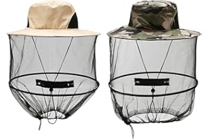 2 Pack Mosquito Head Net Hat - Premium Nylon and Polyester Fabric for Ultimate Protection, Face Cover Fly Protection Netting 