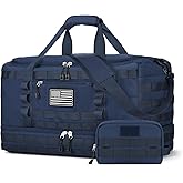 ETRONIK Travel Bag for Men Women, Gym Bag & Tactical Duffle Bags for Travel, Carry on with Toiletry Bag and Shoe Compartment, Weekender Overnight Trip with Wet Pocket for Workout Medical, Blue
