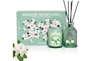 Aeeteek Gardenia Reed Diffuser Set 3.5oz Aroma & Jar Candle Sets Elegant Floral Scent Home Fragrance Essential Oil with 5pcs Fiber Sticks Classic Aromatherapy Scented Candles Gifts for Decor