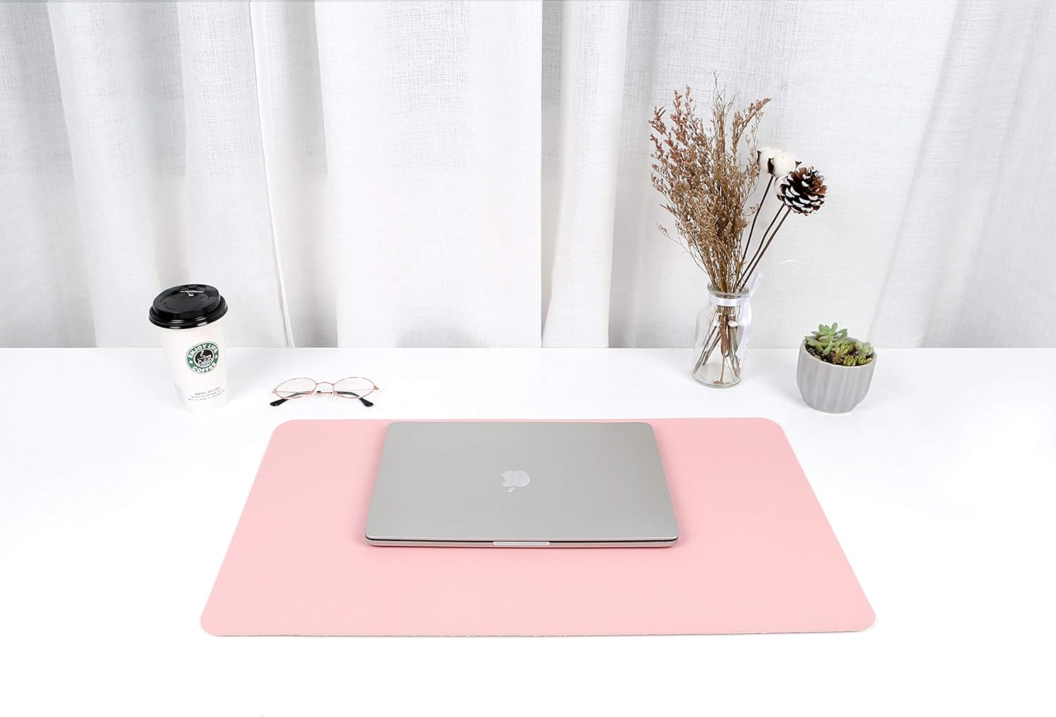 Non-Slip Desk Pad, Waterproof PVC Leather Desk Table Protector, Ultra Thin Large Mouse Pad, Easy Clean Laptop Desk Writing Mat for Office Work/Home/Decor(Pink, 23.6" x 13.7") : Office Products