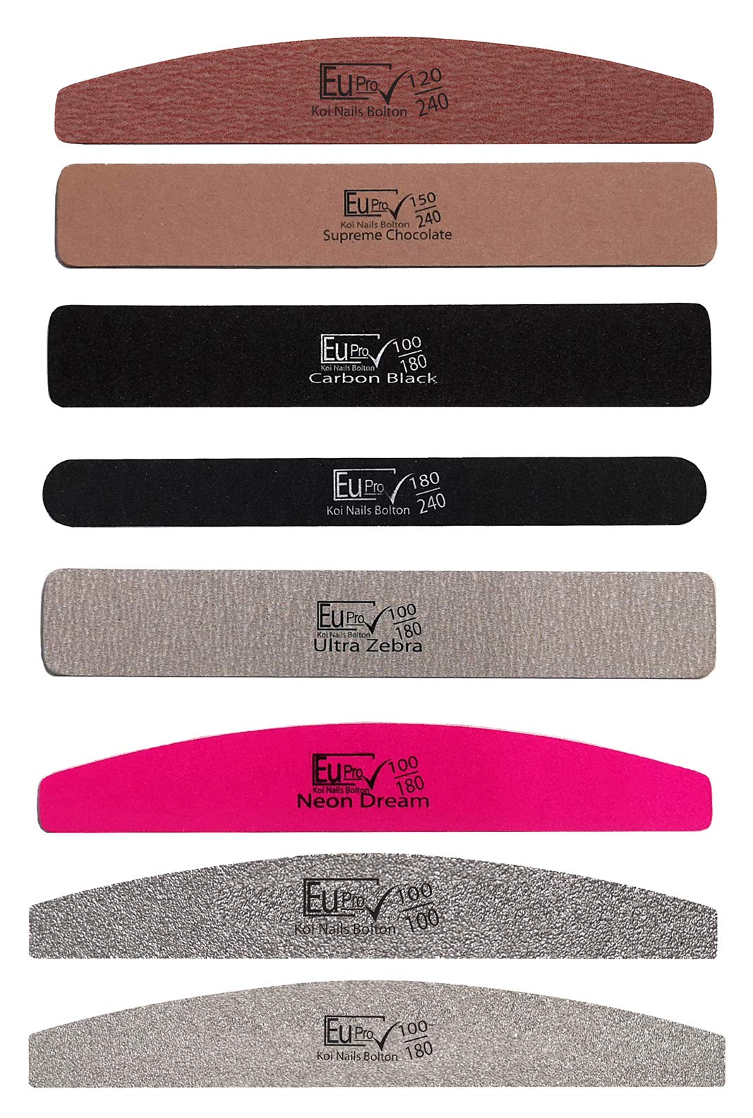 8x Nail File Grit Salon Quality emery board files Artificial nails Sample set