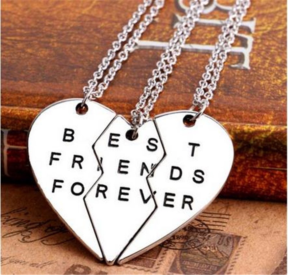 WHC-TECH 3pcs/lot Jewelry Necklaces Best Friend Metal Necklaces Couples Three Part Necklaces
