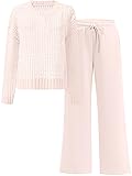 ANRABESS Womens 2 Piece Outfits Crochet Sheer Knit