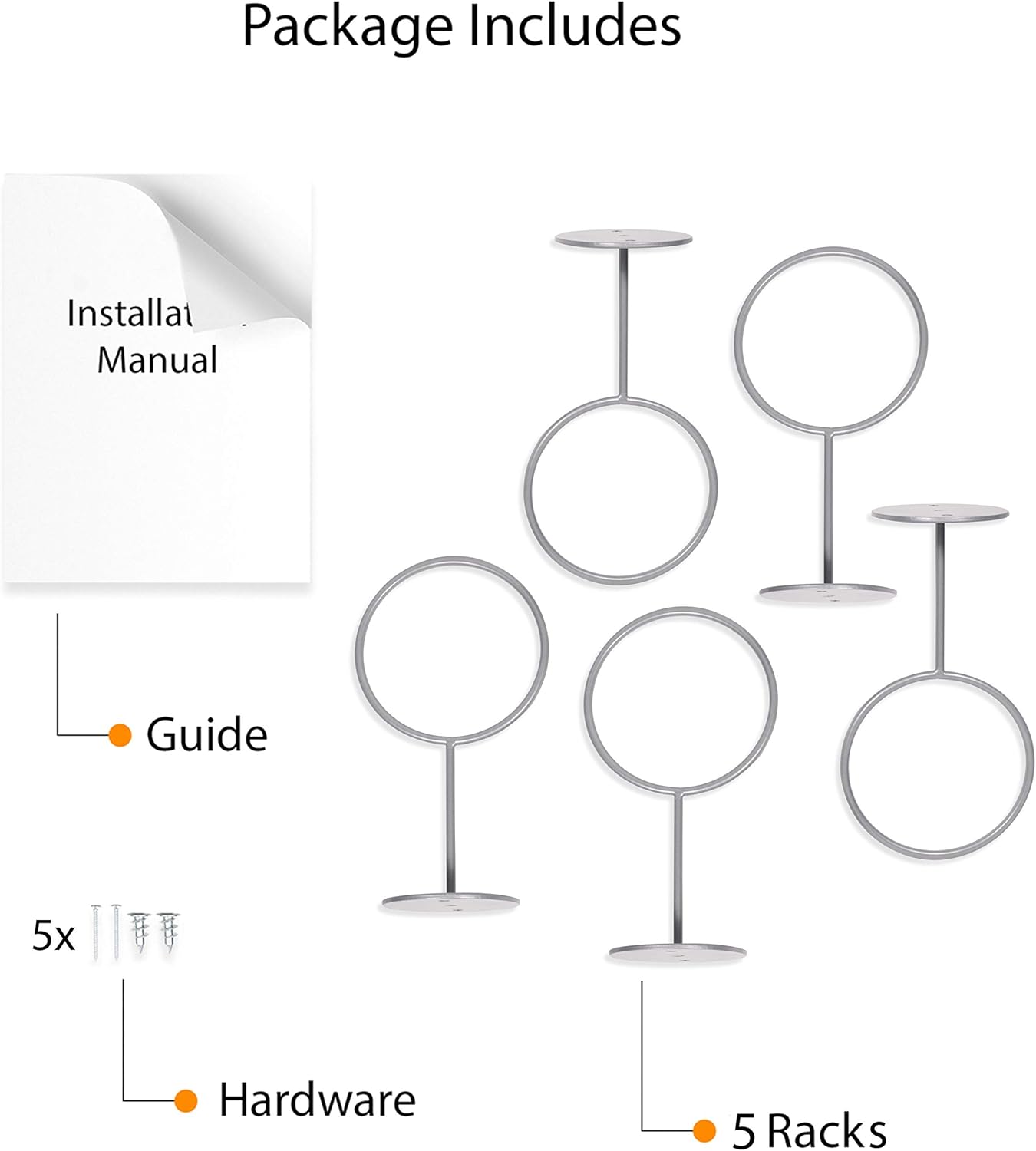 Wallniture Palla Ball Organizers and Storage for Soccer Ball & Basketballs Metal Rack Set of 5 Gray: Sports & Outdoors