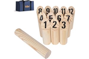 GOTHINK Wooden Throwing Game Set, 12 Numbered Block Tossing Game with Wooden Box, Outdoor Backyard Game for Kids Adults Family, Floor Games for Lawn Beach Park