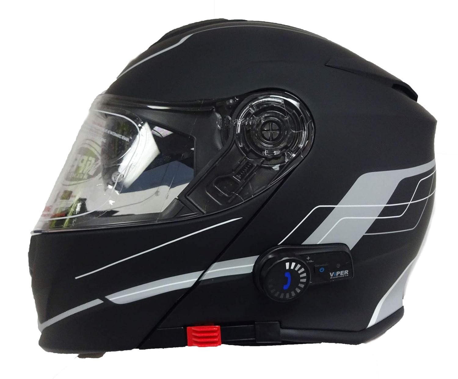 Motorrad Bluetooth KlappHelme VIPER V171 BL3.0 MotorradHelm Flip Up Modularhelm Matt Blau, S