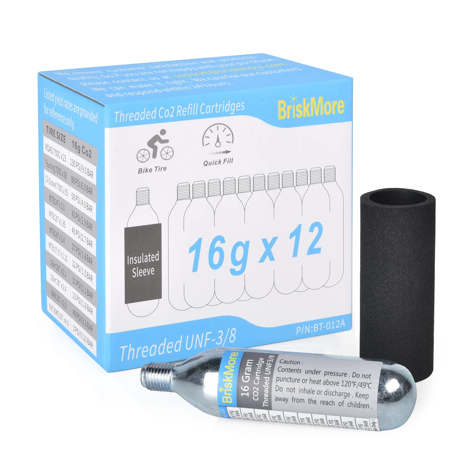 Co2 Cartridges For Tires BriskMore Threaded CO2 Cartridges 16g For