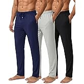 Real Essentials 3 Pack: Men's Cotton Pajama Pants Soft PJ Lounge Bottoms Loungewear Elastic Waist Pockets (Big and Tall)