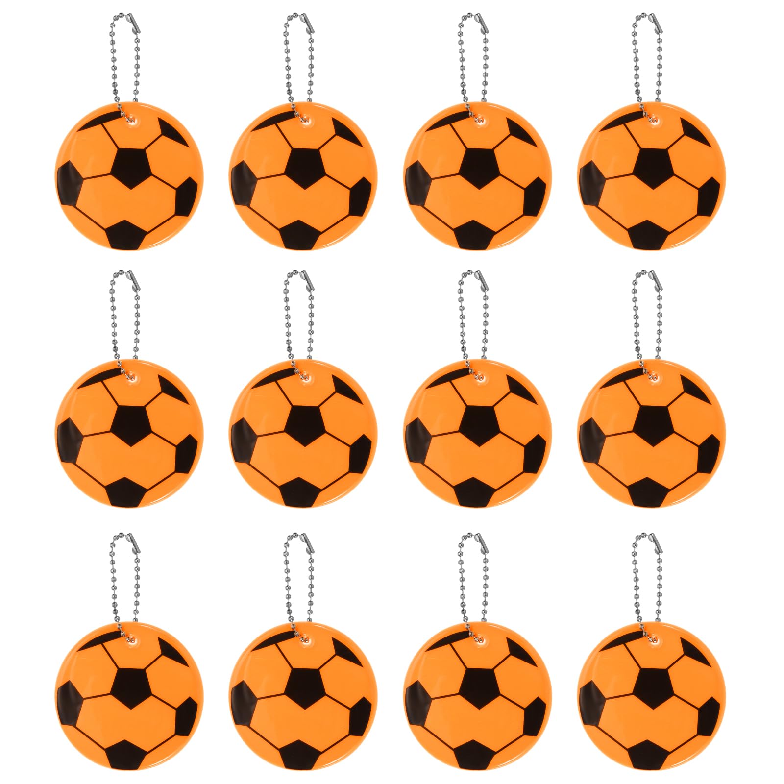 PATIKIL Reflective Keychain Tags, 12 Pack Reflective Football Pendant PVC High Visibility Reflector Tags Waterproof Safety Reflector for Backpack Handbag, Orange-yellow