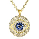 ZPMMPZ Evil Eye Necklace 925 Sterling Silver Dainty Evil Eye Pendant Necklace Evil Eye Jewelry Greek Protection Jewelry Amulet Gift for Women Men Friends Halloween