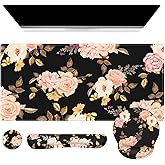 iCasso Desk Mat, Gaming Mouse Pad Wrist Support Set,4in1 XXL Large Mousepad + Keyboard Wrist Rest+Mouse Wrist Rest+Coaster Set with Ergonomic Design for Home Office Table Computer-Penoy