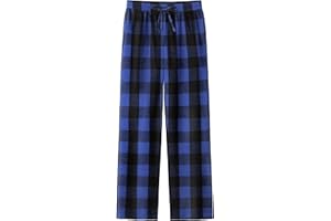 IHU Pajama Pants for Boys Girls, Thick Flannel Kids Plaid Pajamas Lounge Pj Bottoms with Drawstring Pockets for Sleepwear
