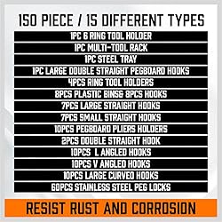 HORUSDY 150-Piece Pegboard Hooks